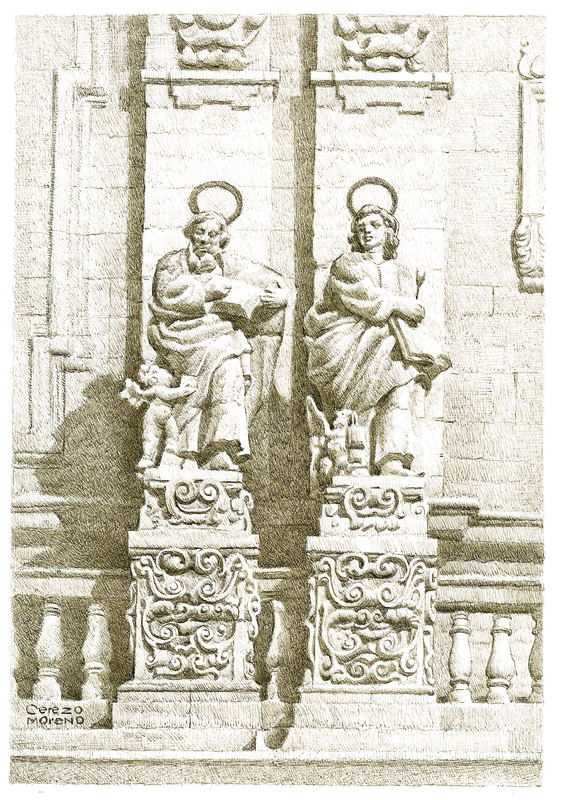 Evangelistas San Mateo y San Juan, fachada principal de la Catedral de Jaén