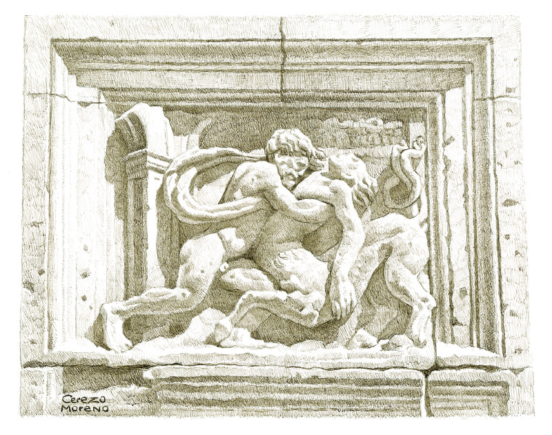 Hércules luchando contra el centauro de la fachada del Salvador de Úbeda